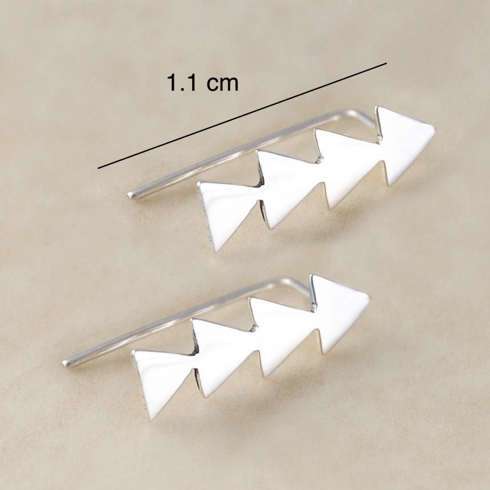 2/$20! Silver Mini Arrow Ear Crawler Earrings - Picture 6 of 8